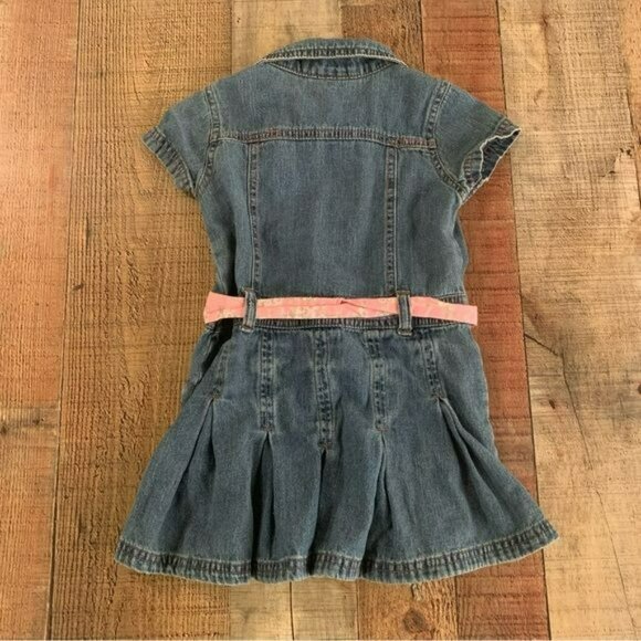 Carters vintage girls denim dress with embroidered flowers and butterflies -4T - Picture 7 of 7